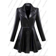 Women Long Blazer Leather Jacket
