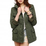 women Military Green 4 Pocket Jacket