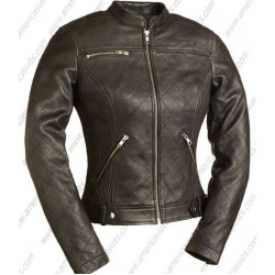 Women Spandex Fitted Quilted Stitched Jacket