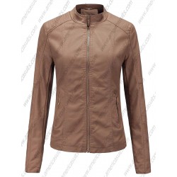 Womens Casual Faux Leather Spring Short Jacket