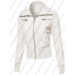 Womens Long Sleeve Biker Leather Jacket