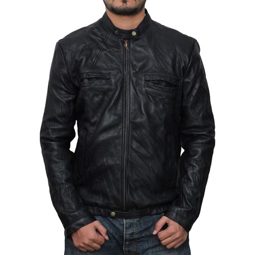 Black Leather Jacket For Men : Zac Efron Oblow 17 Again Leather ...