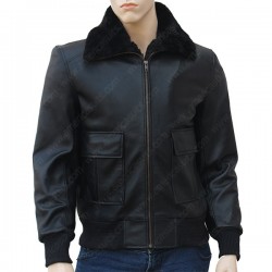 Black Bomber Brad Pitt Leather Jacket