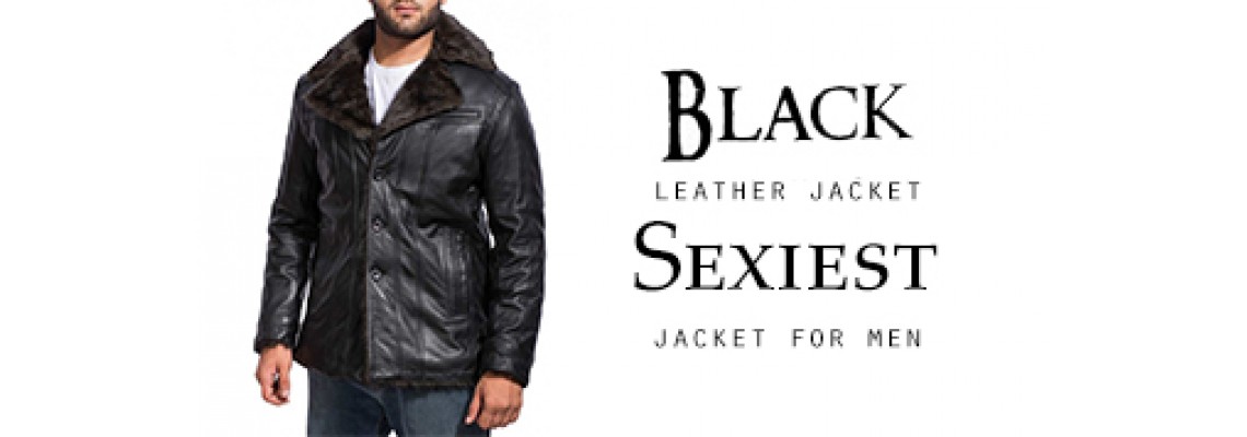 Black Leather Jacket for Men with Fur