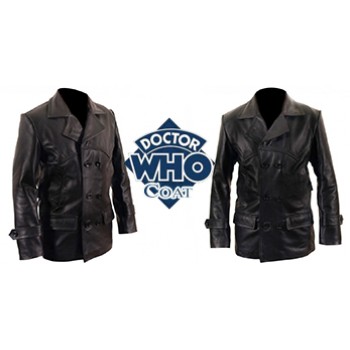 Dr Who Black Leather Coat For Men