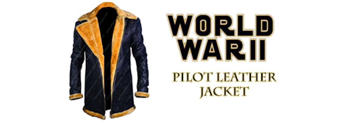World War 2 Men's Flight Aviator Bomber Style Leather Jacket with Shearling