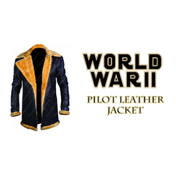 World War 2 Men's Flight Aviator Bomber Style Leather Jacket with Shearling