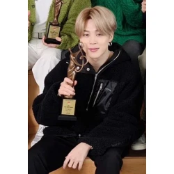 BTS Jimin Black Lamb Wool Hooded Jacket BTS Jimin Black Lamb Wool Hooded Jacket