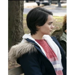 Brianna Hildebrand Trinkets Cotton Navy Blue Jacket Brianna Hildebrand Trinkets Cotton Navy Blue Jacket