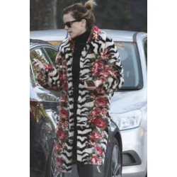 Emma Watson Floral Fur Coat