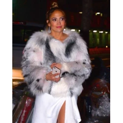 Jennifer Lopez Grey Fur Jacket