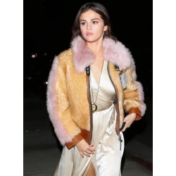 Selena Gomez Faux Fur Jacket