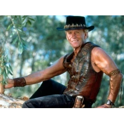 Crocodile Dundee Paul Hogan Brown Leather Vest