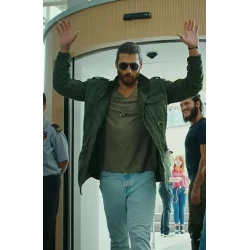 Erkenci Kus Can Yaman Green Wool Jacket