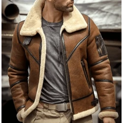 Mens Shearling B3 Bomber Flight Aviator Sheepskin Leather Jacket Mens Shearling B3 Bomber Flight Aviator Sheepskin Leather Jacket