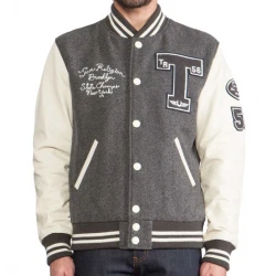 True Religion Grey & White Varsity Jacket True Religion Grey & White Varsity Jacket