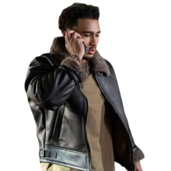 Beauty in Black Xavier Smalls Shearling Black Leather Jacket