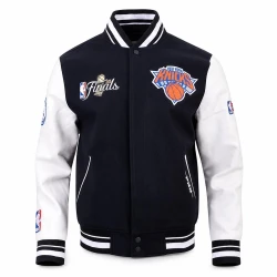 New York Knicks 2025 Finals Champions Black and White Varsity Jacket
