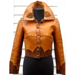 Vintage Women Tan Handmade Leather Jacket Vintage Women Tan Handmade Leather Jacket