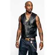 2Pac Black Leather Vest