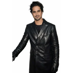 56 Days Avan Jogia Black Leather Coat