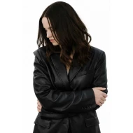 56 Days Dove Cameron Black Leather Blazer 