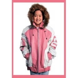 8 Ball Pink Leather Hooded Jacket