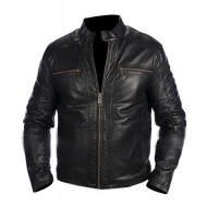 Men's Lambskin Black Zipper Jacket 