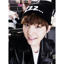 BTS Suga Black Leather Zipper Jacket