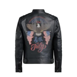 Bald Eagle Black Leather Jacket