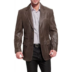 Men Brown Sports Leather Blazer