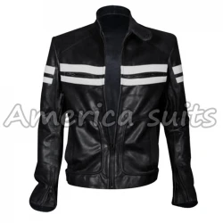 Fight Club Mayhem Black And White Leather Jacket For Men