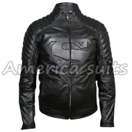 Superman Men Of Steel Leather Jacket In Black