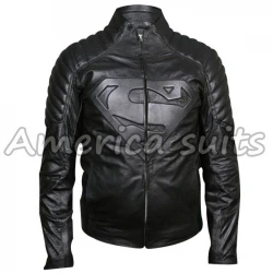Superman Men Of Steel Leather Jacket In Black