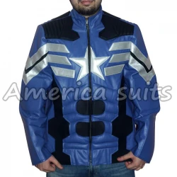 The Avengers Blue and White Leather Jacket