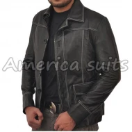 Brad Pitt Fight Club Tyler Black Leather jacket