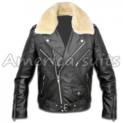 Mens Biker Jacket With Fur