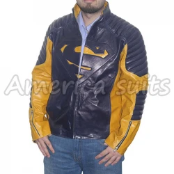 Superman Men Of Steel Smallville Blue And Yellow Leather Jacket