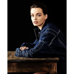 Emma Mackey Stylish Blue Denim Jacket