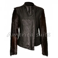 Fur Sleeve lindsay Lohan Leather Jacket Fur Sleeve lindsay Lohan Leather Jacket