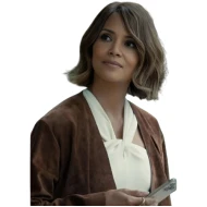Halle Berry Brown Velvet Trench Coat