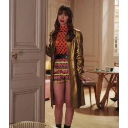 Lily Collins Emily in Paris S03 Golden Coat