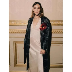 Media Personality Alexa Chung Black Coat