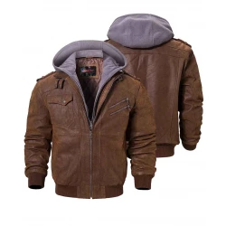 Men Brown Leather Motorcycle Jacket