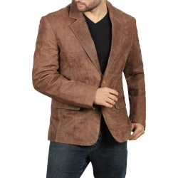 Men Brown Lambkin Leather Blazer