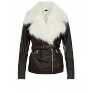 Black Faux Fur Leather Jacket