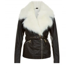 Black Faux Fur Leather Jacket