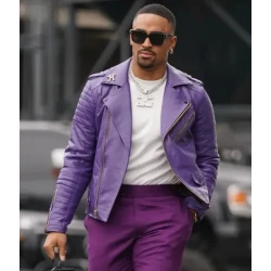 Philadelphia Eagles Jalen Hurts Purple Leather Jacket