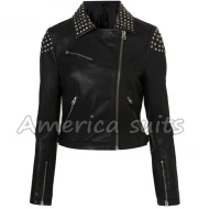 Studded Faux Demi Lovato Leather Jacket 