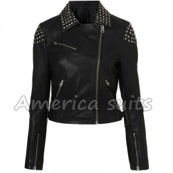 Studded Faux Demi Lovato Leather Jacket 